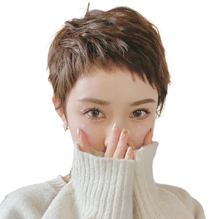 狗啃刘海假发全头套女真人发丝旗舰店中老年妈妈款自然全真短发