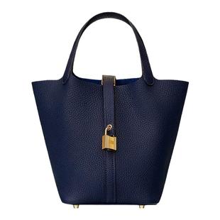 时尚菜篮子2218原版TC牛皮法国蜡线半手缝单肩手提水桶真皮女小包