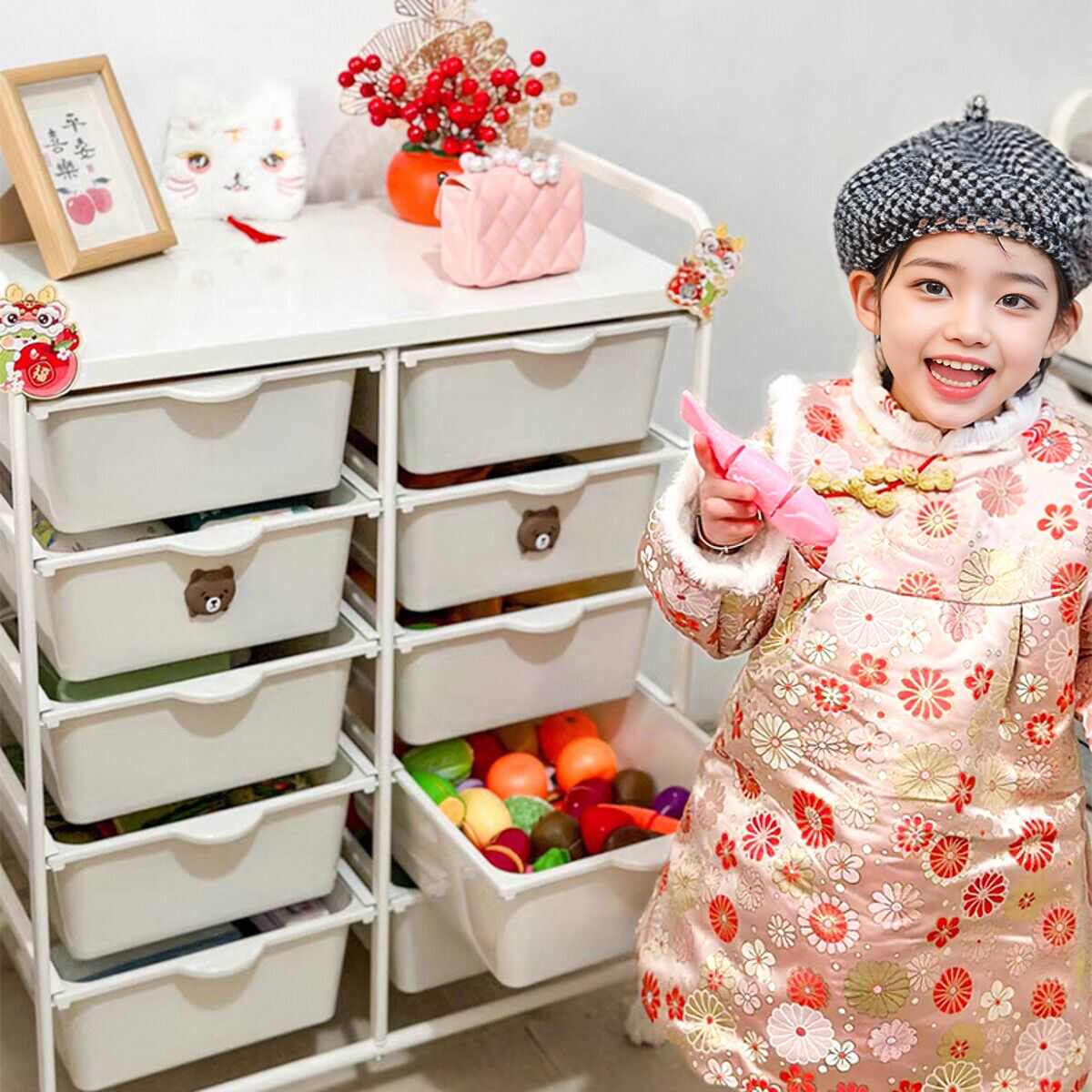 儿童玩具收纳柜子书架置物架客厅婴儿家用卧室宝宝落地储物收纳架