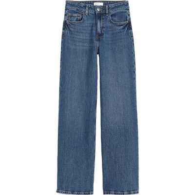 【博主推荐】HM女装牛仔裤通勤高腰水洗裤慵懒阔腿长裤1045459