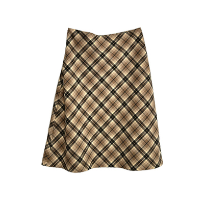 古着商店格纹斜裁中裙