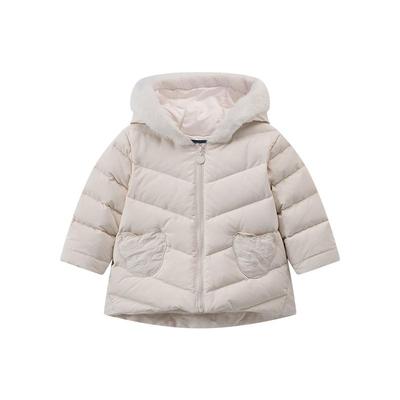 小熊童装连帽短款加绒鹅绒羽绒服