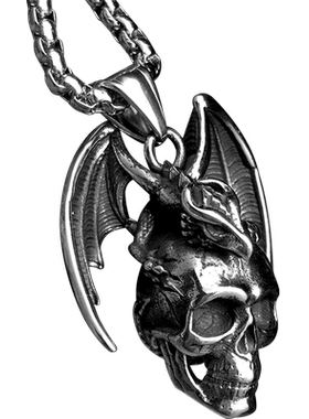 钛钢蛇骨链男朋克吊坠项链哥特