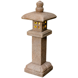 中式仿石宫灯庭院装饰太阳能石灯笼花园景观户外落地造型石雕摆件