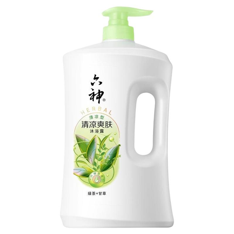 六神沐浴露绿茶甘草1.5L超值装持久留香清凉爽肤正品乳液男女家庭
