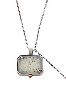 复古民族风纯银和田玉女款项链