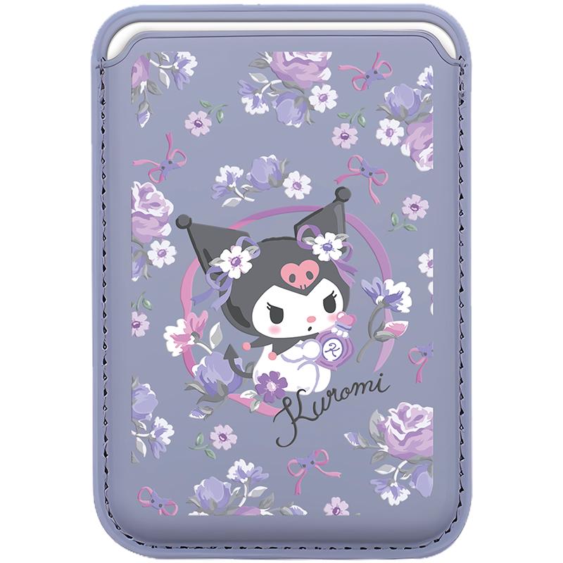 適用蘋果magSafe磁吸卡包皮革潮牌聯(lián)名皮質(zhì)磁吸保護(hù)套車卡套通用手機(jī)配件門禁卡防消磁卡通紫iphone15promax