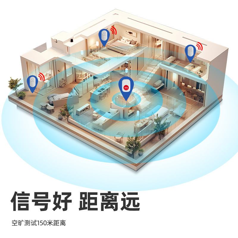 17老人无线一键紧急呼叫器门铃Q26陪护厂家货源无线门铃智能亚马