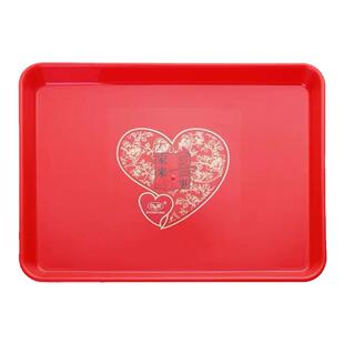 结婚喜庆大红色塑料喜盘圆形长方形塑料盘子果糖水果敬茶敬酒托盘