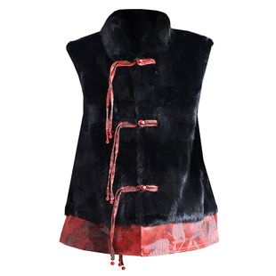 天鹅绒水貂毛马甲背心女2025冬新两面穿时尚优雅拼貂皮真皮草外套