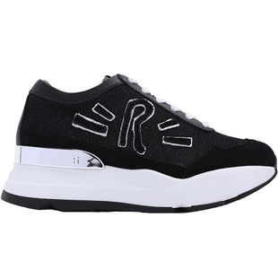 Ruco Line如卡莱意大利女真皮跑鞋网面拼接牛皮厚底鞋6cm增高鞋