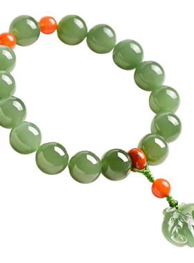 带证天然和田玉手链吉祥如意大象手串男女款玉石饰品手饰心意礼物