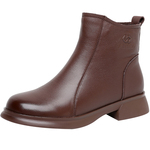 全牛皮靴子女秋冬款真皮妈妈鞋子加绒短靴软底中老年皮鞋大码女鞋