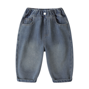 右欧女童连帽卫衣牛仔裤两件套中性风男童春秋季套装新款儿童春装