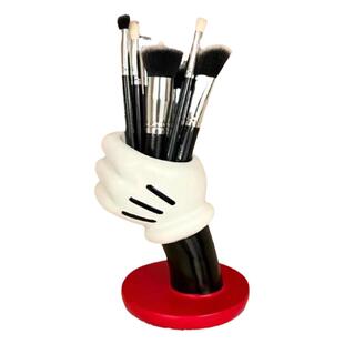 韩风ins米奇握手花束花瓶配套积木可爱卡通笔筒学生高颜值动漫桌面多功能化妆刷收纳斜插式高级笔筒创意摆件