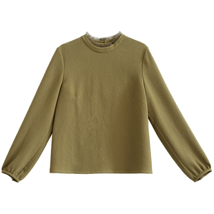 CW-02226C2【春山事】北京瓷片高端复古文艺领口花边后开口衬衫