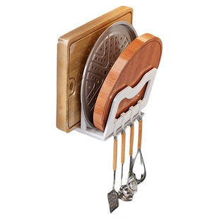 厨房砧板架壁挂式锅盖架放置免打孔多功能置物架子放菜板锅铲支架