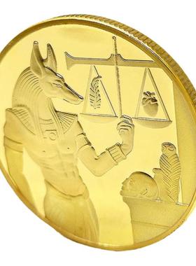 古埃及法老纪念章上单狗头死神阿努比斯金币文化收藏硬币把玩