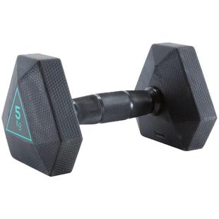 迪卡侬哑铃男士健身家用女士铸铁10kg15包胶器材男生六角哑铃ENY3