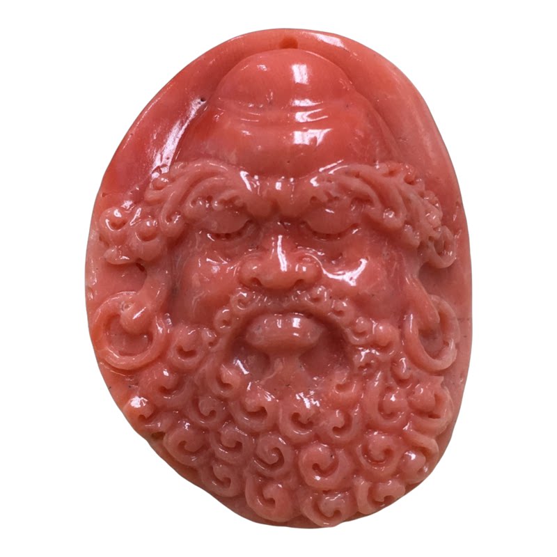 ENIMOL天然莫莫珊瑚达摩雕刻吊坠
