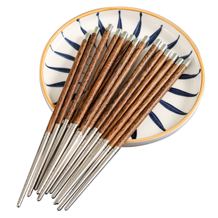 家用不锈钢红木筷子家庭套装防滑防霉高档鸡翅快实木质高级轻奢风