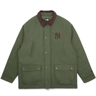 New Era纽亦华2025冬季新款MLB美式教练夹克巴恩风帆布夹棉外套
