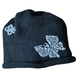 秋冬季毛线帽帽子堆堆包头新款护耳蝴蝶显脸时尚百搭大头保暖针织