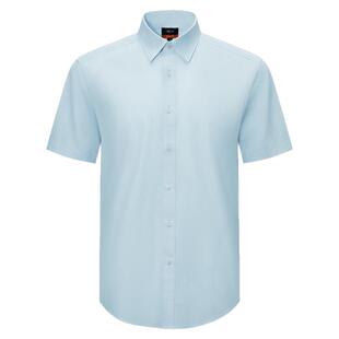 【易打理】G2000男装夏季新款棉质混纺亲肤点纹商务正装短袖衬衫.