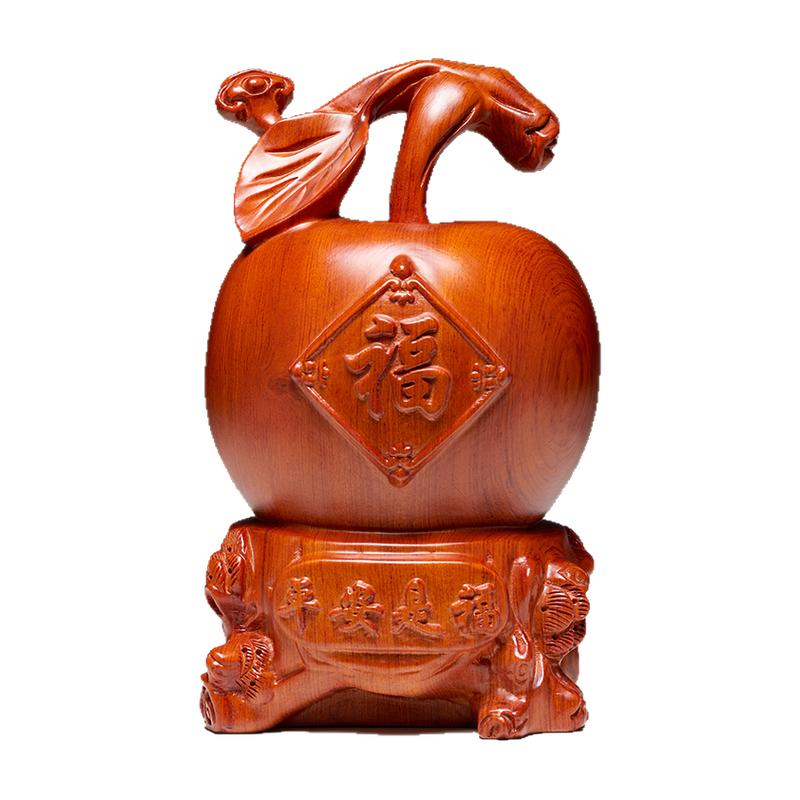 花梨木雕苹果摆件工艺品