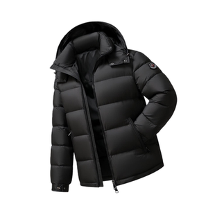 羽绒服男短款2025新款冬季高蓬松防寒加厚保暖鸭绒连帽面包服外套