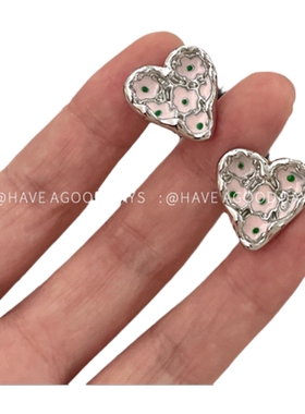 小香风耳钉925爱心花朵耳钉