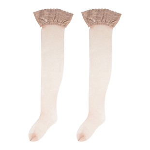 丝滑超密 0D超薄透明蕾丝长筒袜隐形硅胶防滑黑过膝高筒丝袜夏女