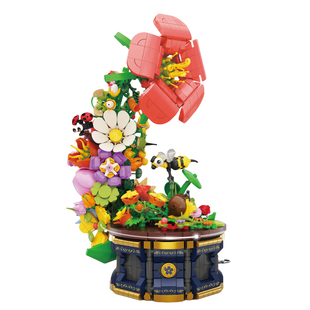 开智积木儿童益智拼装玩具丛林音乐盒昆虫花模型女孩拼图礼物摆件