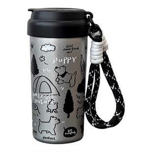 浮想陶瓷内胆保温杯大容量吸管杯女生水杯高颜值便携杯子男咖啡杯