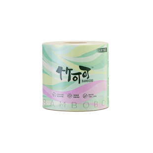 竹可可4层12卷原生竹浆纸卷纸柔软4D复合压花工艺整箱家庭实惠装
