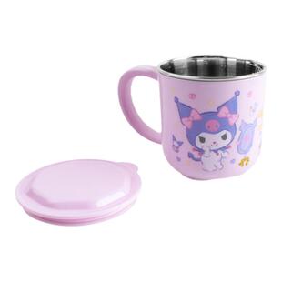 酷洛米牛奶杯宝宝喝水杯防摔儿童水杯家用吸管杯子不锈钢学饮杯