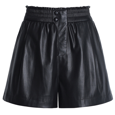 真皮皮裤女士松紧高腰绵羊皮短裤