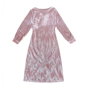 GLEC大码女装2023秋冬新款气质女神范法式复古高级感金丝绒连衣裙