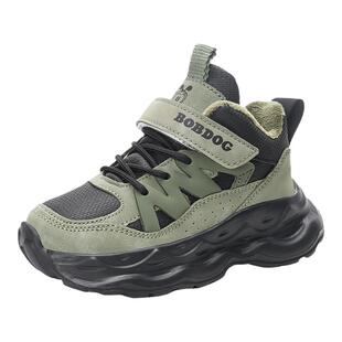 巴布豆男童运动鞋2026新款冬季加绒加厚二棉保暖防水儿童跑步鞋子