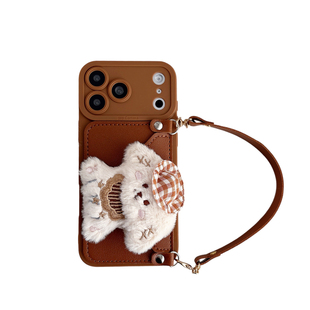 可爱毛绒狗狗零钱卡包适用华为P80手机壳90荣耀500软P70斜挎挂绳mate60pro背带手提12nova14秋冬13畅享x50i女