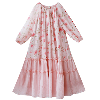 雪纺印花连衣长裙女2023年夏季