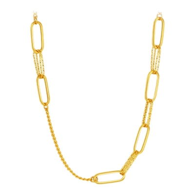 潮宏基御范环扣足金项链黄金5G套链颈饰高级感轻奢情人节计价