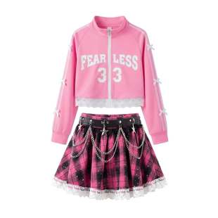 爵士舞服装潮酷时髦女童演出服套装穿搭一整套街舞儿童潮服甜酷装