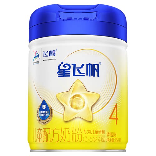 育儿补贴】飞鹤星飞帆4段奶粉旗舰店儿童成长3-6岁750g官方正品