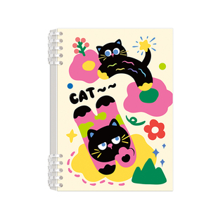多巴胺猫咪活页本b5高颜值小学生可爱女生笔记本本子可拆卸a5线圈本初中生高中生专用记事本2025年新款日记本