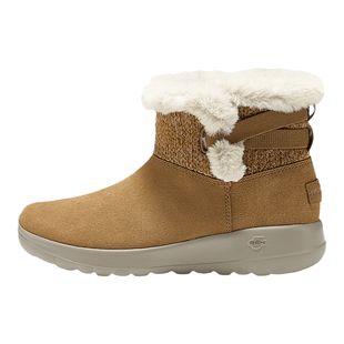 斯凯奇冬季女款加绒保暖雪地靴中筒冬靴厚底舒适防寒棉鞋中帮靴子