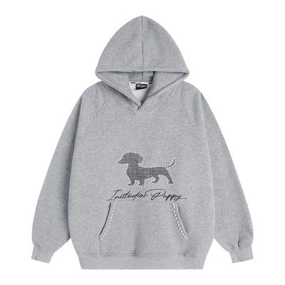 INSstudios珍珠小狗刺绣连帽卫衣