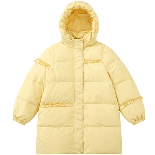 笛莎旗舰店童装女童羽绒服冬装新款中大童儿童加厚中长款外套迪莎