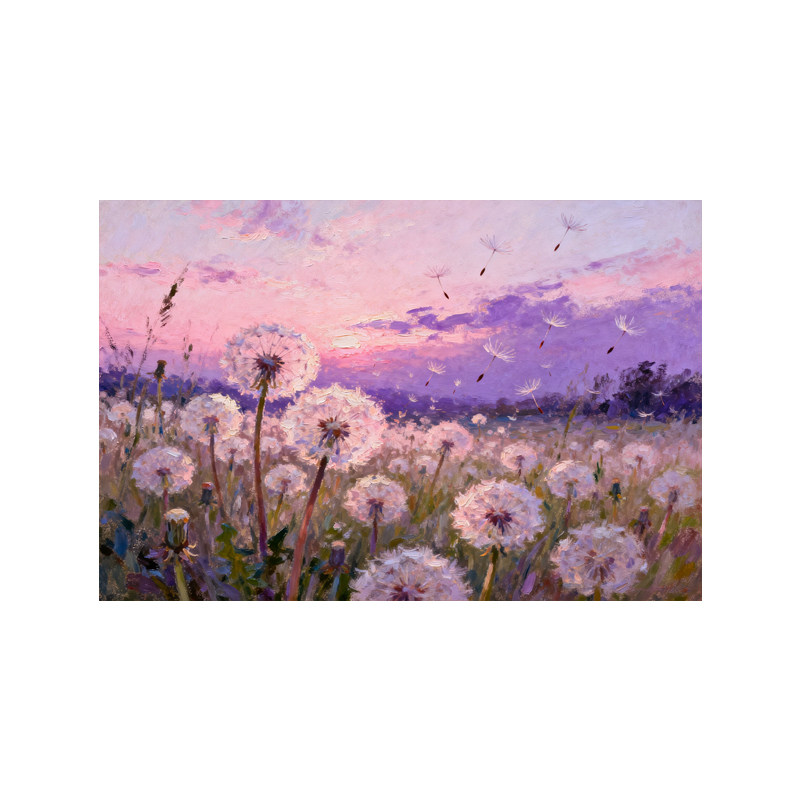 可班手绘油画蒲公英花海客厅挂画