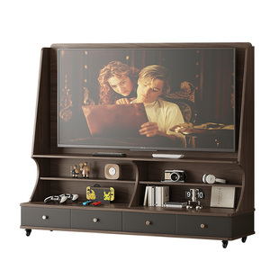 现代网红小户型可移动电视柜客厅2025新款卧室落地收纳储物柜一体